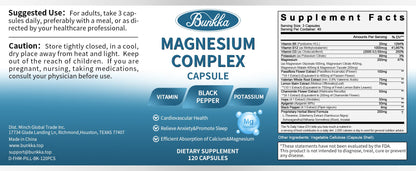 BUNKKA Magnesium Blend Capsules 4in1 Powerful Formula High Potency Absorption Digestion Sleep Muscle&amp;Bone Health Magnesium Glycinate
