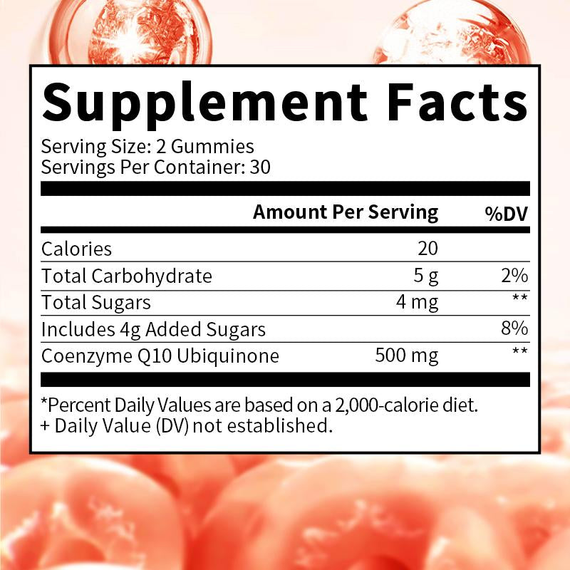 BUNKKA CoQ10 Gummies 500mg For Joint Health Support Cardiovascular and Heart Health Energy Production Antioxidant Coenzyme Q10