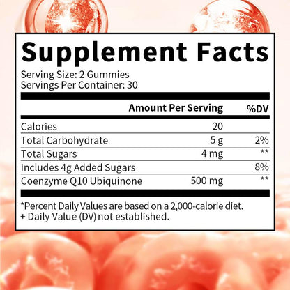 BUNKKA CoQ10 Gummies 500mg For Joint Health Support Cardiovascular and Heart Health Energy Production Antioxidant Coenzyme Q10