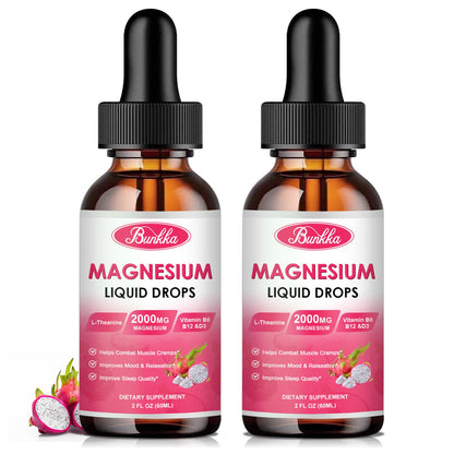 Magnesium Glycinate 500mg Supplement, Magnesium Glycinate Liquid Drops with Magnesium Malate, Taurate, Citrate & Calcium Zinc, Magnesium Complex Supplement -Dragon Fruit Flavor
