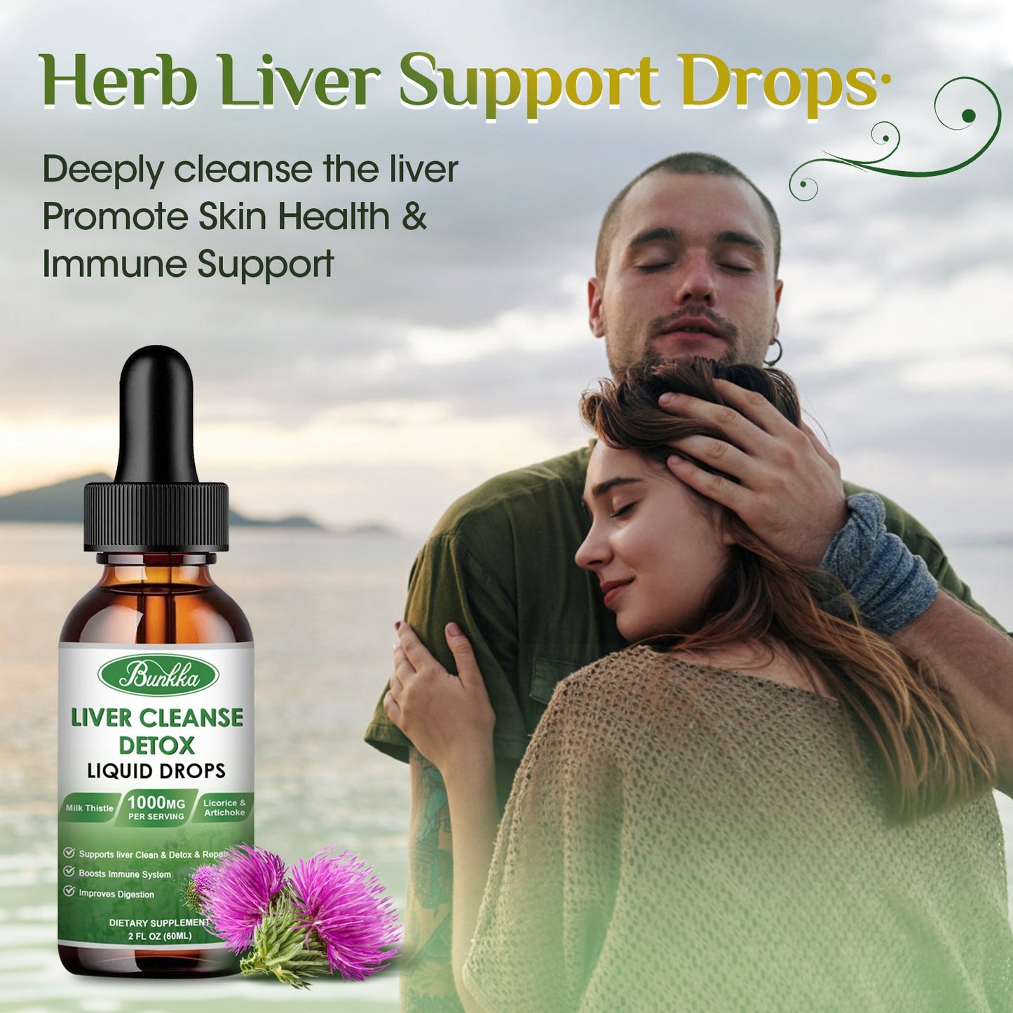 4Fl Oz Liver Cleanse Detox & Repair Liquid Drops, Milk Thistle Liver Detox Drops with Dandelion, Licorice, & More, Liver Health Support Tincture 120 Days Supplement