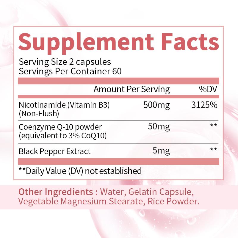 Nicotinamide Vitamin B3 Coenzyme Q10 Capsules