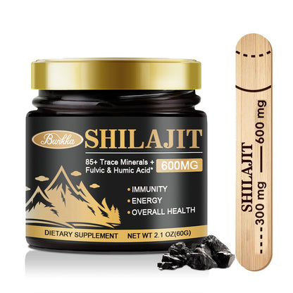 Pure Himalayan Shilajit Organic Resin - 600mg High Purity Supplement with 85+ Trace Minerals & Fulvic Acid for Energy & Immune Support
