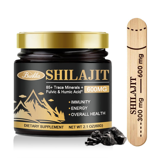 Pure Himalayan Shilajit Organic Resin - 600mg High Purity Supplement with 85+ Trace Minerals & Fulvic Acid for Energy & Immune Support