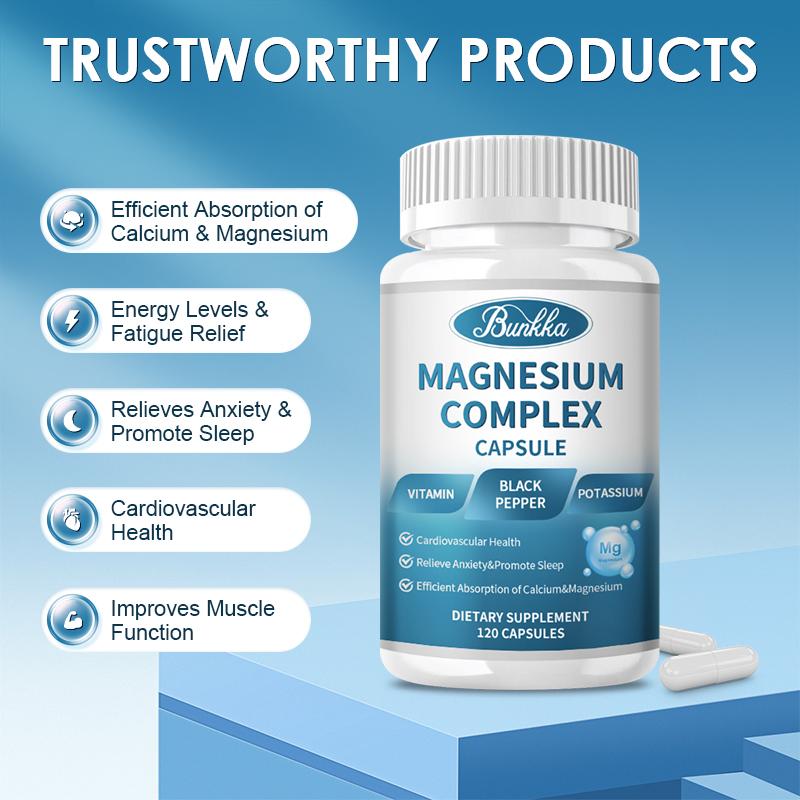 BUNKKA Magnesium Blend Capsules 4in1 Powerful Formula High Potency Absorption Digestion Sleep Muscle&amp;Bone Health Magnesium Glycinate