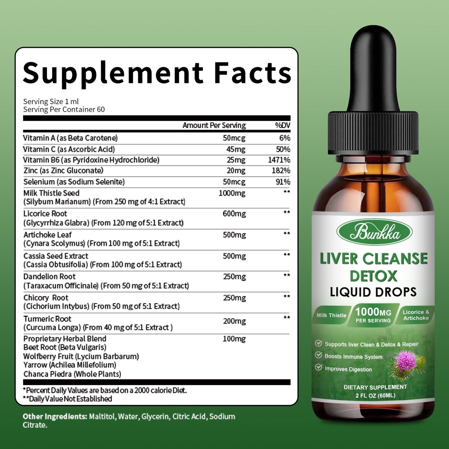 4Fl Oz Liver Cleanse Detox & Repair Liquid Drops, Milk Thistle Liver Detox Drops with Dandelion, Licorice, & More, Liver Health Support Tincture 120 Days Supplement