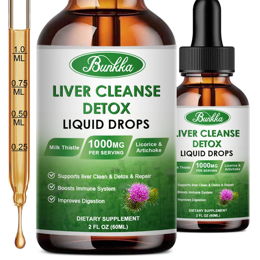 4Fl Oz Liver Cleanse Detox & Repair Liquid Drops, Milk Thistle Liver Detox Drops with Dandelion, Licorice, & More, Liver Health Support Tincture 120 Days Supplement