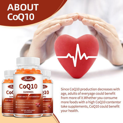 BUNKKA CoQ10 Gummies 500mg For Joint Health Support Cardiovascular and Heart Health Energy Production Antioxidant Coenzyme Q10