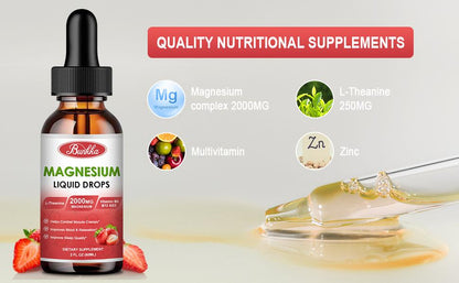 2 Packs Magnesium Glycinate Liquid Drops-Strawberry Flavor
