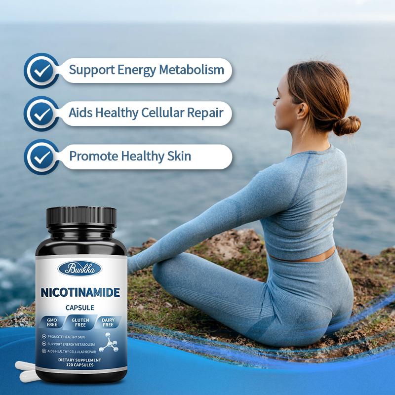 BUNKKA Nicotinamide 500mg Vitamin B3 Supplement for Skin Brightening Anti-Aging Energy Focus Support Fine Line Smoothing