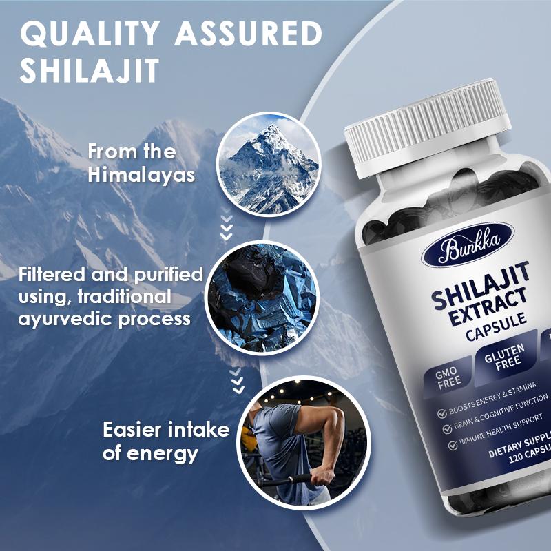 BUNKKA Shilajit Pure Himalayan Capsules with Fulvic Acid For Energy Boost Immune Health Support Performance for Men And Women