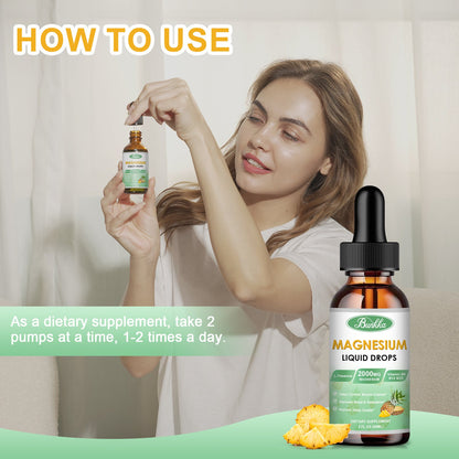 Magnesium Glycinate Supplement, Magnesium Liquid Drops with 500mg Magnesium Glycinate, Magnesium Citrate, VitaminD,B - 30 Day Supply