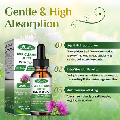 4Fl Oz Liver Cleanse Detox & Repair Liquid Drops, Milk Thistle Liver Detox Drops with Dandelion, Licorice, & More, Liver Health Support Tincture 120 Days Supplement