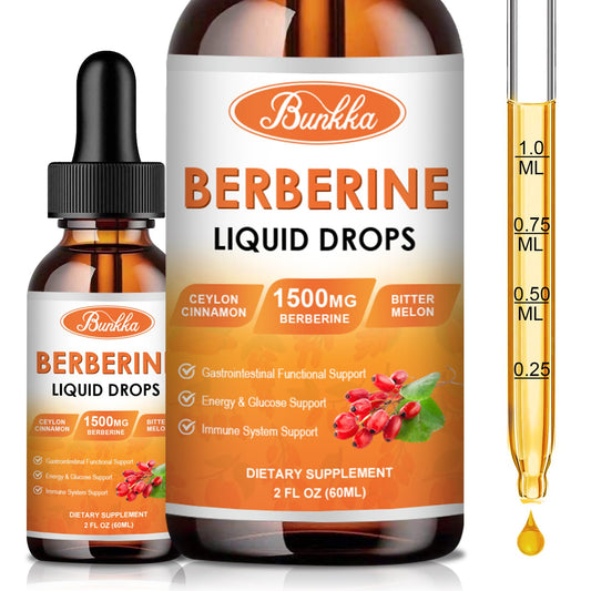 (2 Pack) Berberine Supplement, 1500mg Organic Berberine Liquid Drops with Ceylon Cinnamon, Bitter Melon, Sugar-Free & Vegan Supplement Supports Immune System & Gastrointestinal Care - 4 FL Oz