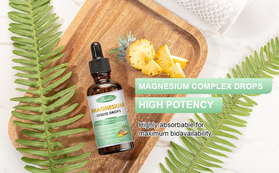 Magnesium Glycinate Supplement, Magnesium Liquid Drops with 500mg Magnesium Glycinate, Magnesium Citrate, VitaminD,B - 30 Day Supply