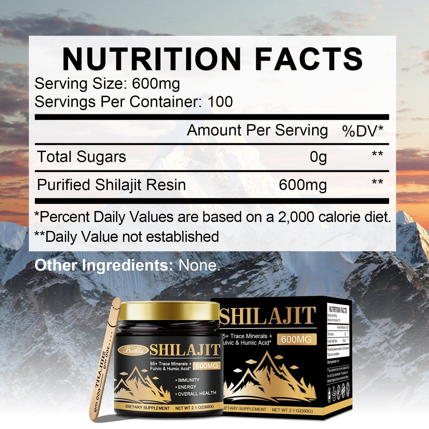 Pure Himalayan Shilajit Organic Resin - 600mg High Purity Supplement with 85+ Trace Minerals & Fulvic Acid for Energy & Immune Support