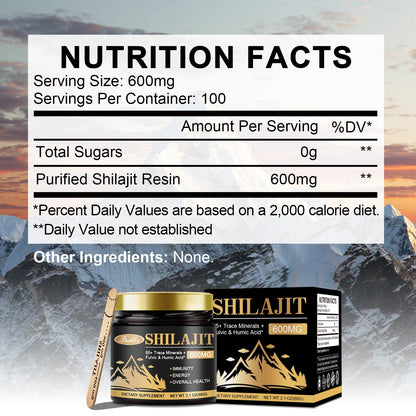 Pure Himalayan Shilajit Organic Resin - 600mg High Purity Supplement with 85+ Trace Minerals & Fulvic Acid for Energy & Immune Support