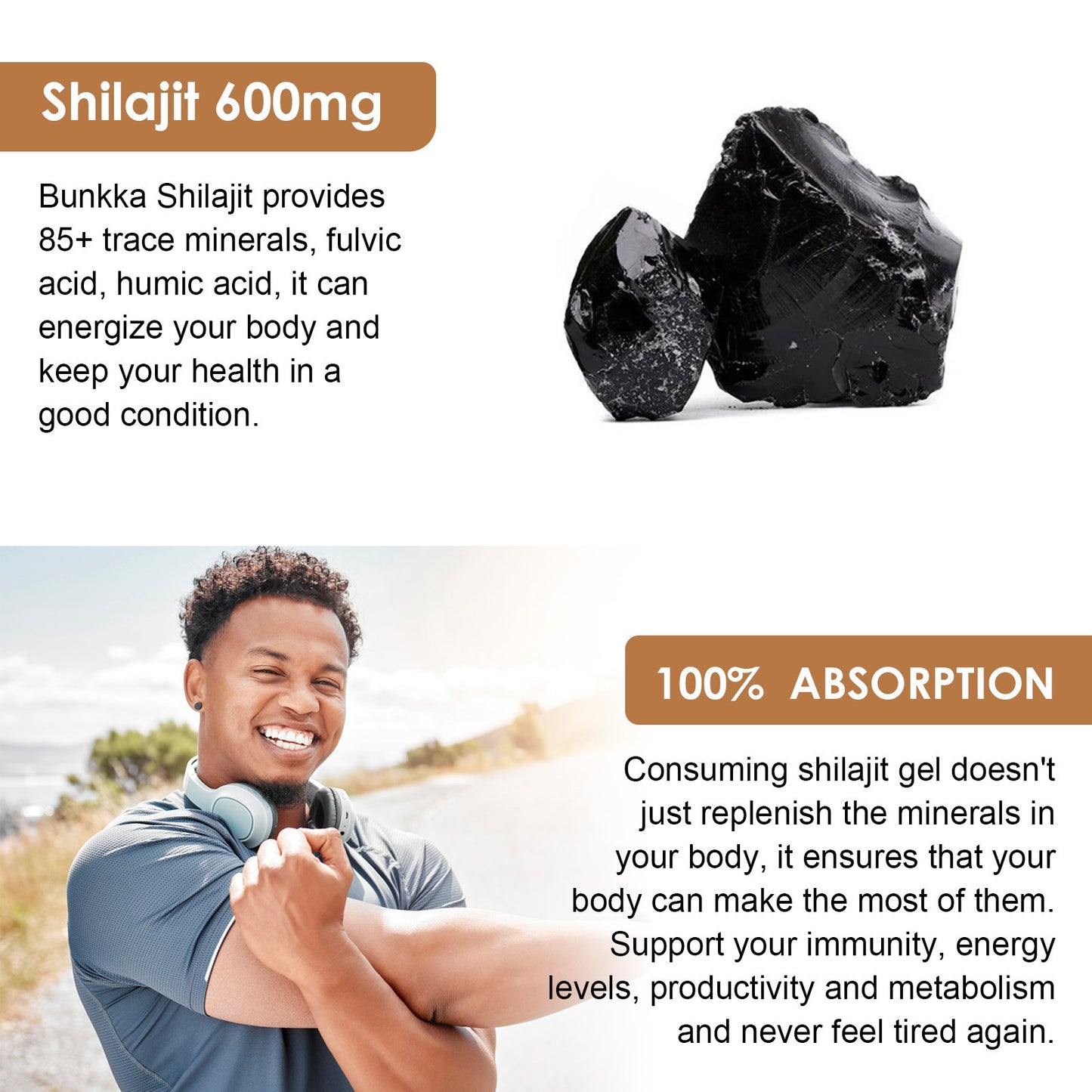 Pure Himalayan Shilajit Organic Resin - 600mg High Purity Supplement with 85+ Trace Minerals & Fulvic Acid for Energy & Immune Support