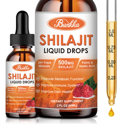 Bunkka Organic Shilajit Liquid Drops Sugar-Free & Vegan Supplement