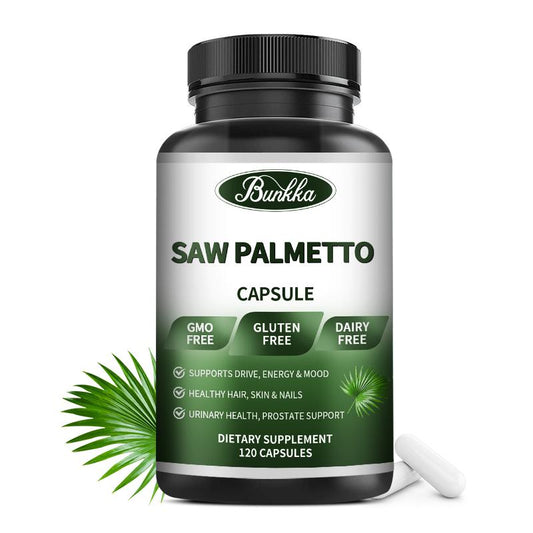 Bunkka Saw Palmetto Capsules Fatigue Relief Sleep Quality Urinary and Prostate Health Skin Beauty Hair Repair Hormone Balance