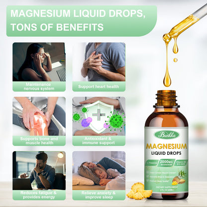 Magnesium Glycinate Supplement, Magnesium Liquid Drops with 500mg Magnesium Glycinate, Magnesium Citrate, VitaminD,B - 30 Day Supply
