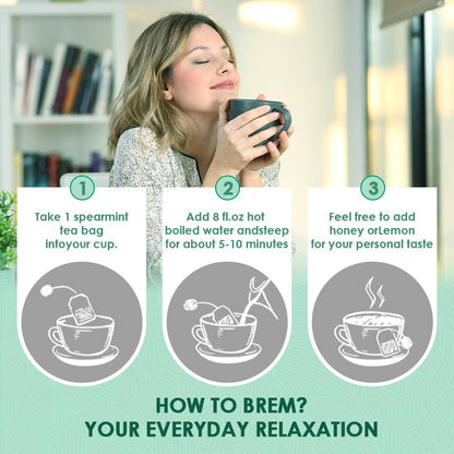 Bunkka Spearmint Tea Naturally Caffeine Free Aromatic Light and Minty Support to Improve in Digestion and Bloating Hormonal balance Tea Bag
