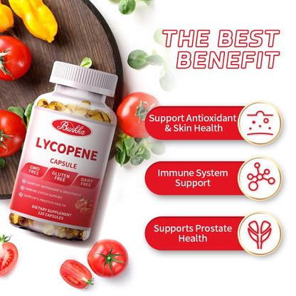 BUNKKA Lycopene 10mg Capsules for Prostate and Heart Health Support Antioxidant Skin Health