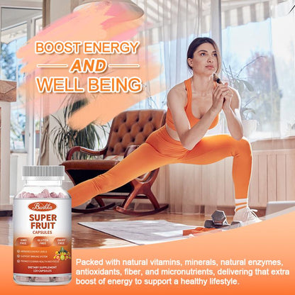 Organic Fruits Supplement with 23 Fruits Rich in Antioxidants Potent Fruits Capsules for Energy Boost