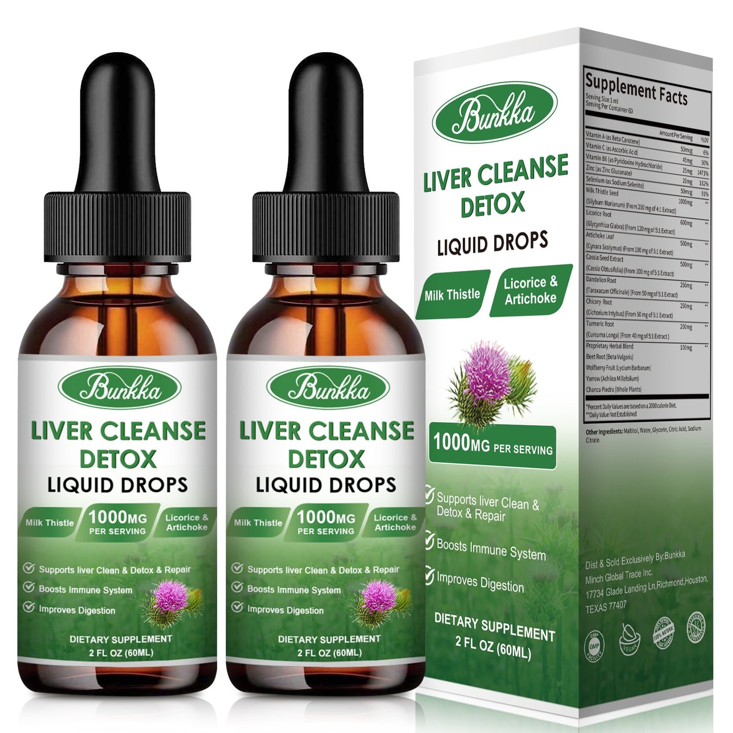4Fl Oz Liver Cleanse Detox & Repair Liquid Drops, Milk Thistle Liver Detox Drops with Dandelion, Licorice, & More, Liver Health Support Tincture 120 Days Supplement