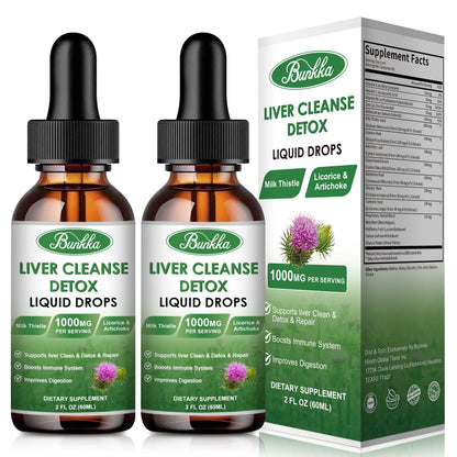 4Fl Oz Liver Cleanse Detox & Repair Liquid Drops, Milk Thistle Liver Detox Drops with Dandelion, Licorice, & More, Liver Health Support Tincture 120 Days Supplement