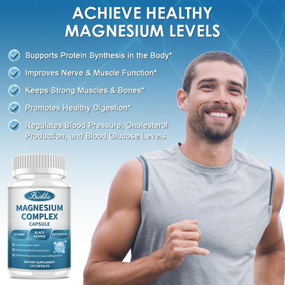 BUNKKA Magnesium Blend Capsules 4in1 Powerful Formula High Potency Absorption Digestion Sleep Muscle&amp;Bone Health Magnesium Glycinate