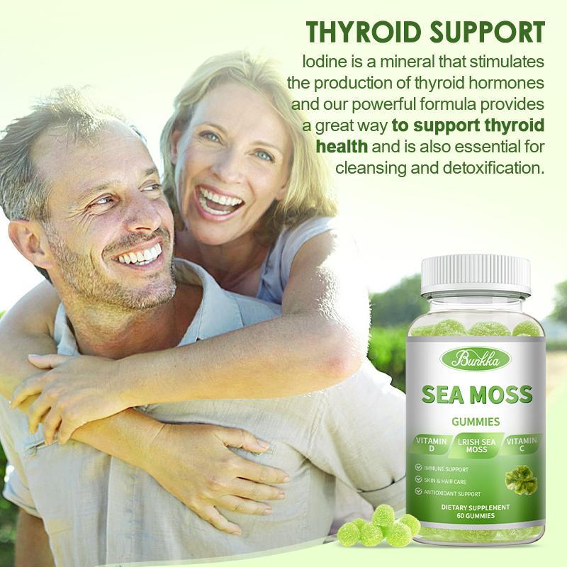 Bunkka Sea Moss 1200mg with Vitamin C & D3 Organic Irish Sea Moss  Skin and Hair Care Antioxidant Support Immunity Overall Health